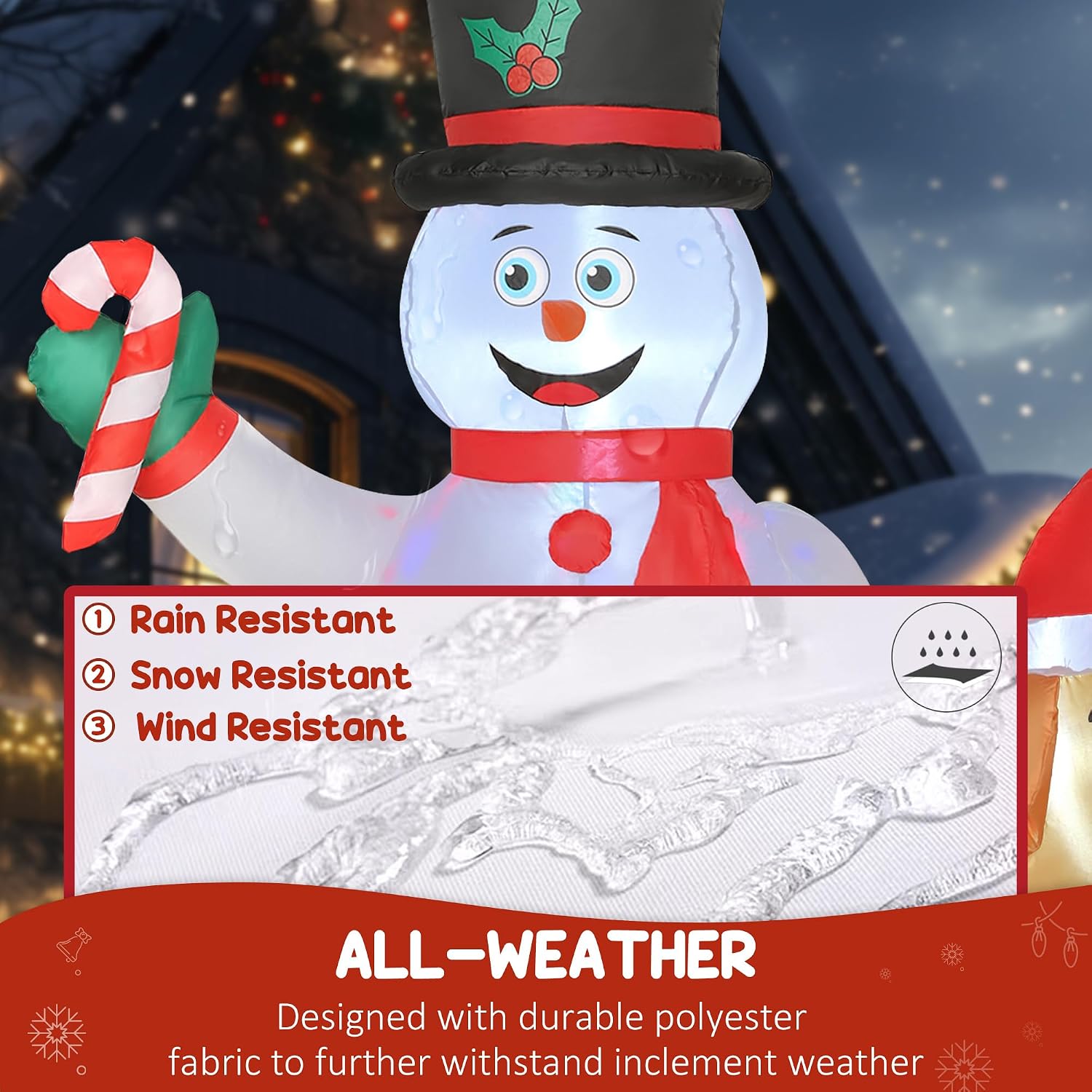 Detalle 1 de Outsunny UK84J-122V70WT0331 Christmas Inflatable Snowman and Dog with LED Lights