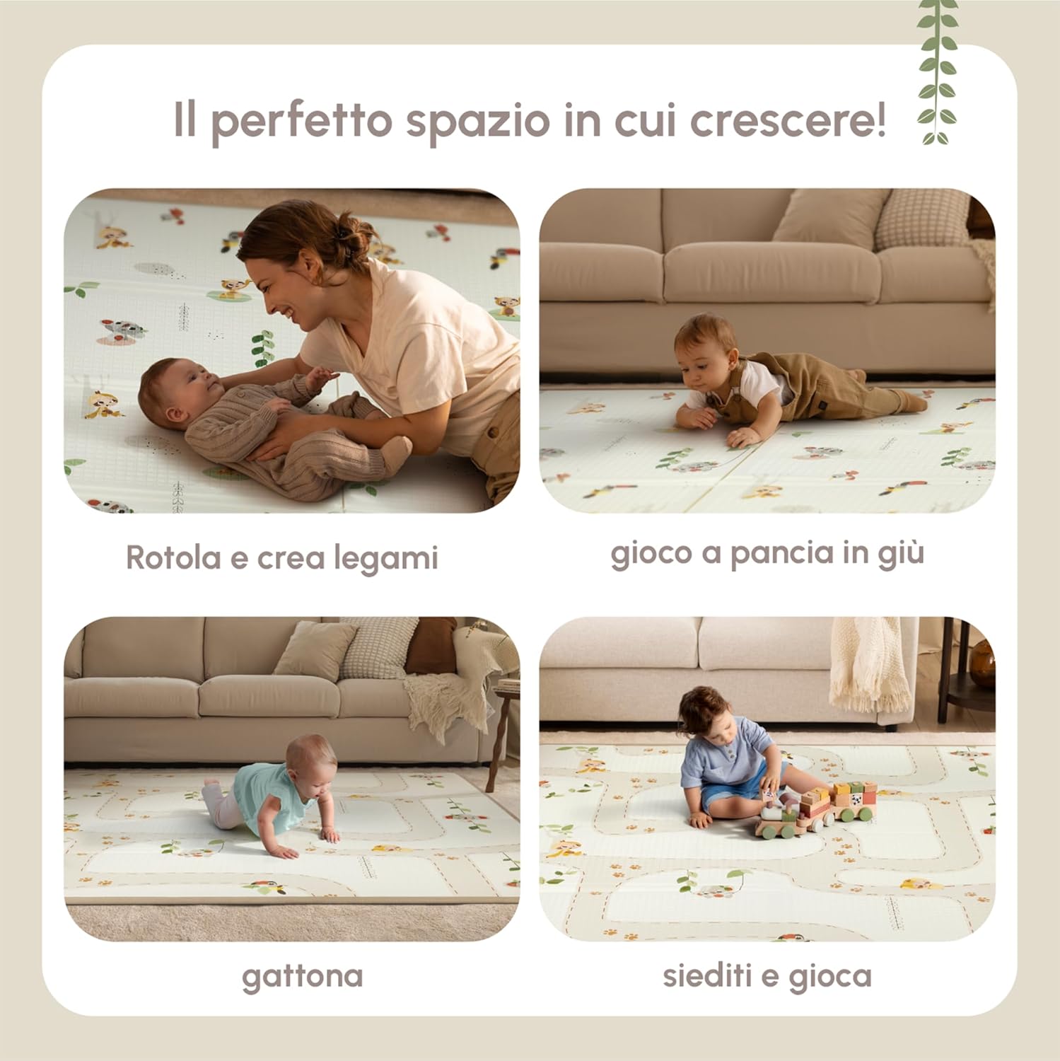 Thumbnail 3 de Tiny Love Tappeto Pieghevole Gioco Bambini XL 150x150 cm – Boho Chic, Double-face, Impermeabile e Pieghevole