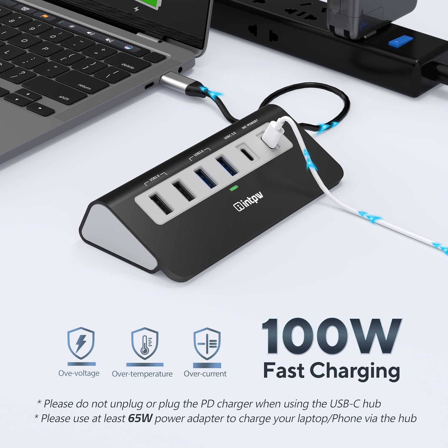 Thumbnail 3 de Intpw USB Hub 9-in-1 USB-C Docking Station – 4K HDMI, PD 100W, 2x USB 3.0, 2x USB 2.0, SD/TF