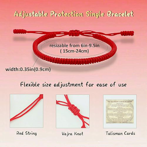 Detalle de DAYANEY Red String Bracelet: Adjustable Kabbalah Rakhi Gift for Women