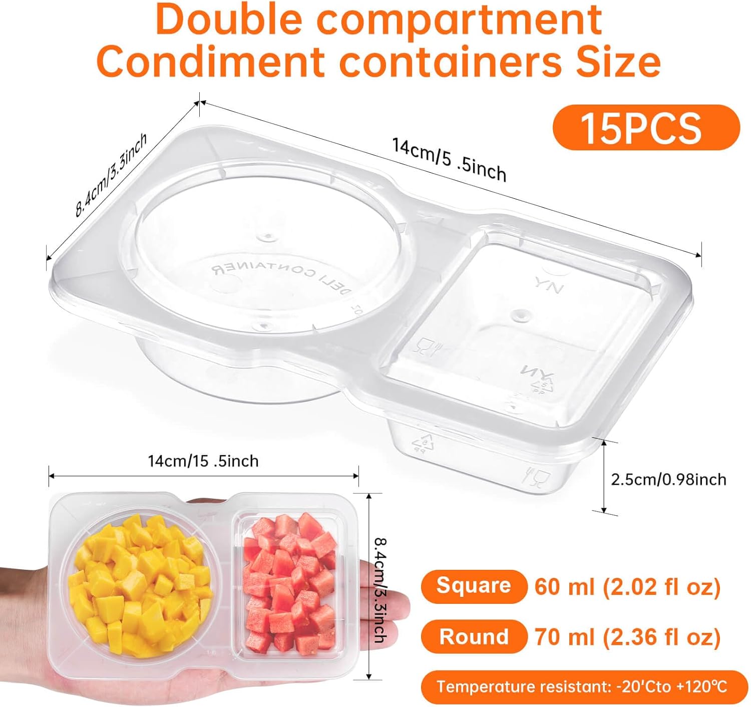 Thumbnail 1 de ABEJFIC Double Compartment Condiment Containers 15 🍽