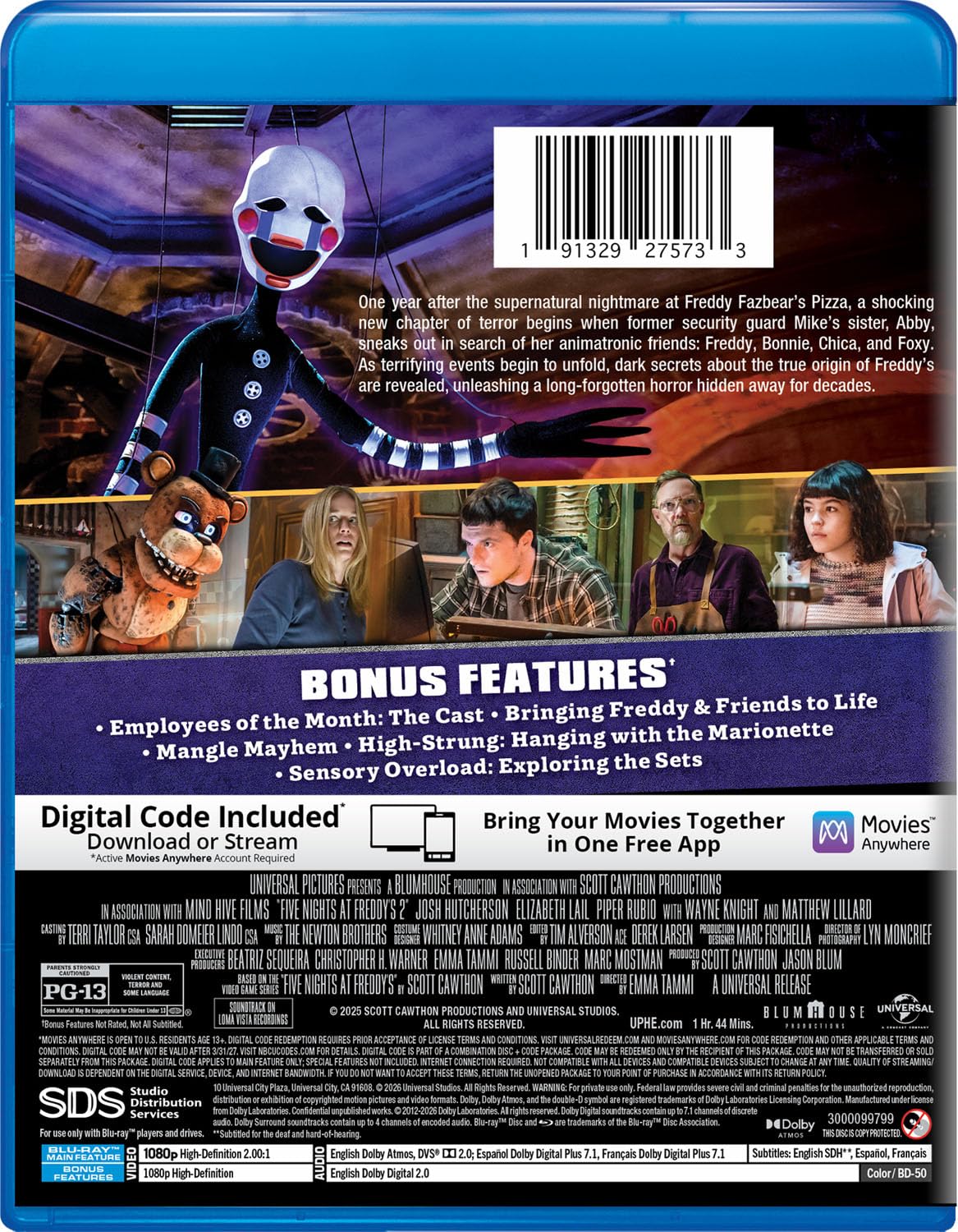 Detalle de Five Nights at Freddy's 2 191329275733 Blu-ray + Digital Horror Movie