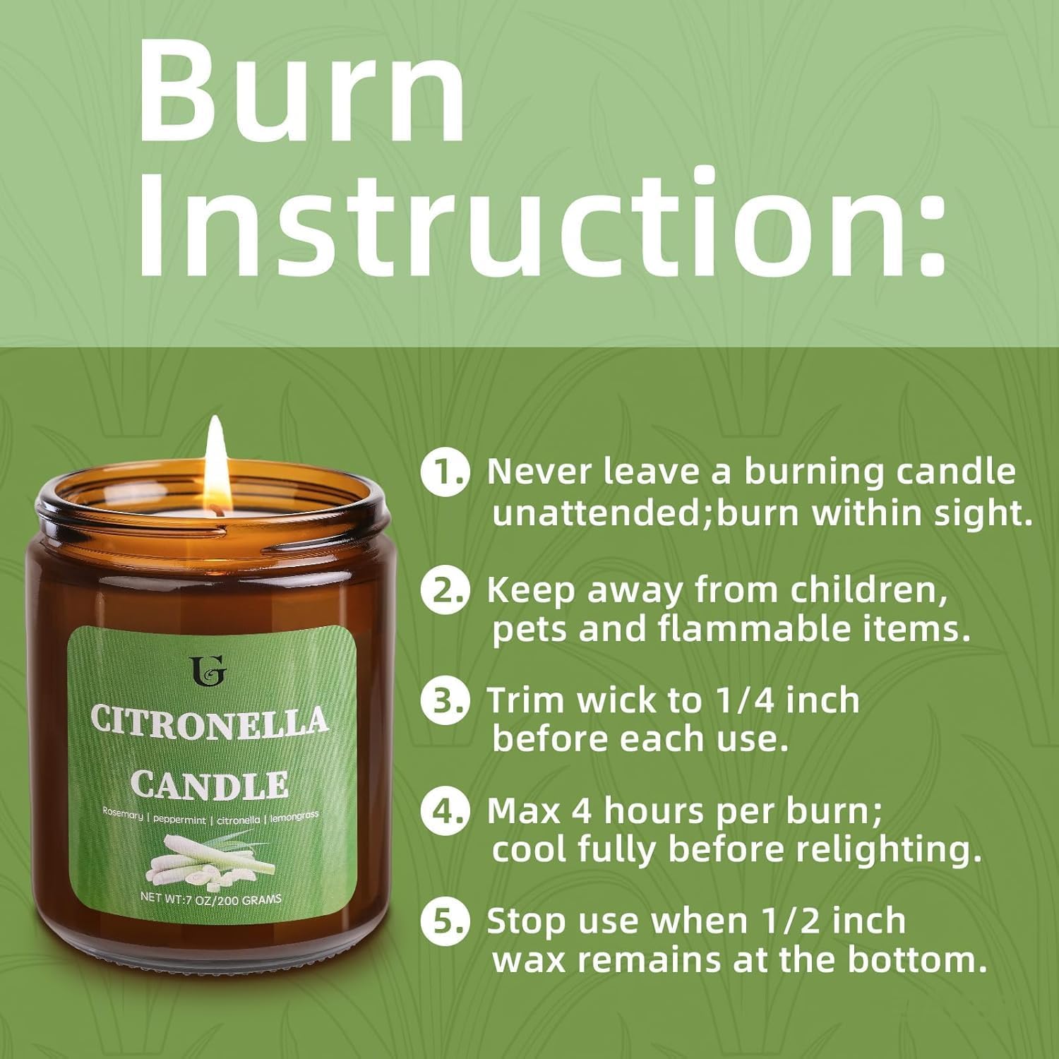 Detalle 2 de Citronella Candles Outdoor: Large 7oz Lemongrass Soy Jar (2-Pack) for Patio, Garden, and Camping