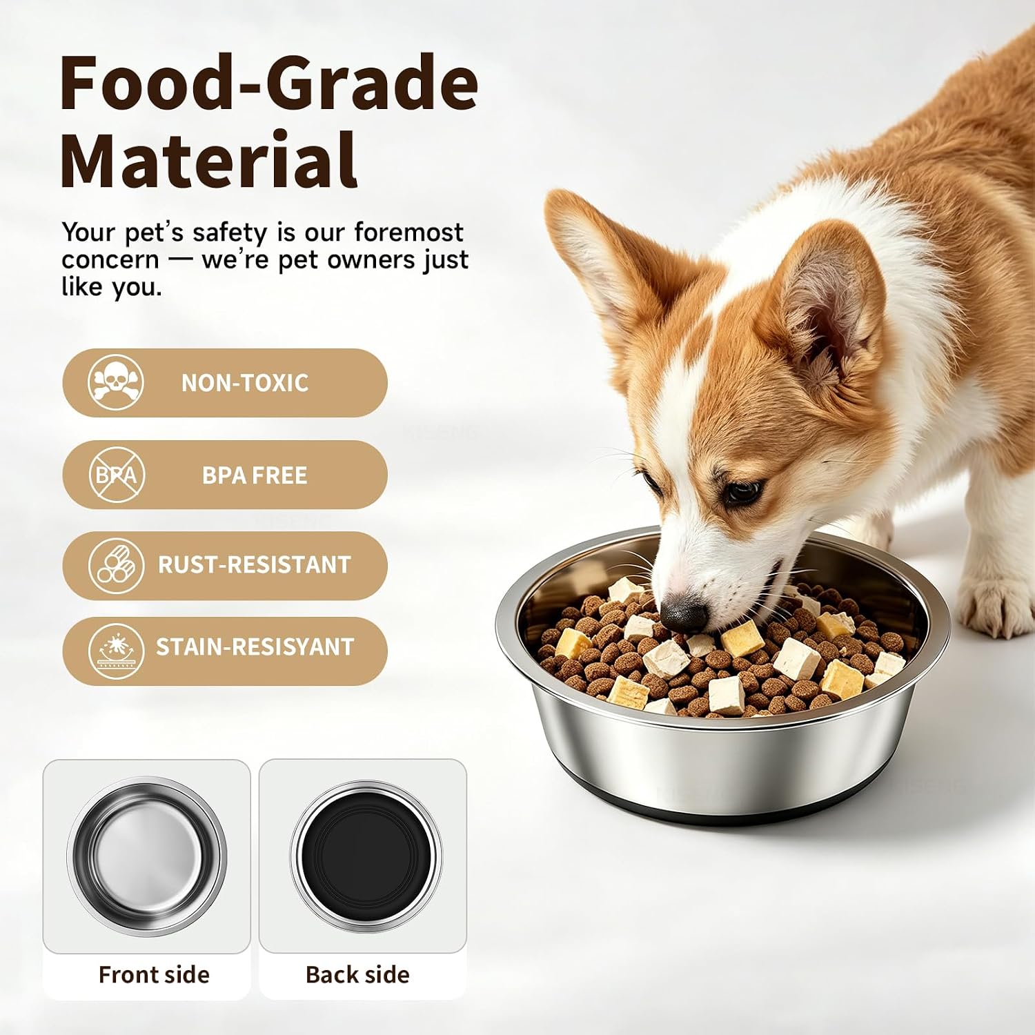 Thumbnail 1 de KISENG KISENG-BB-P-15 Stainless Steel Dog Bowls, 3.8-Cup, 2-Pack