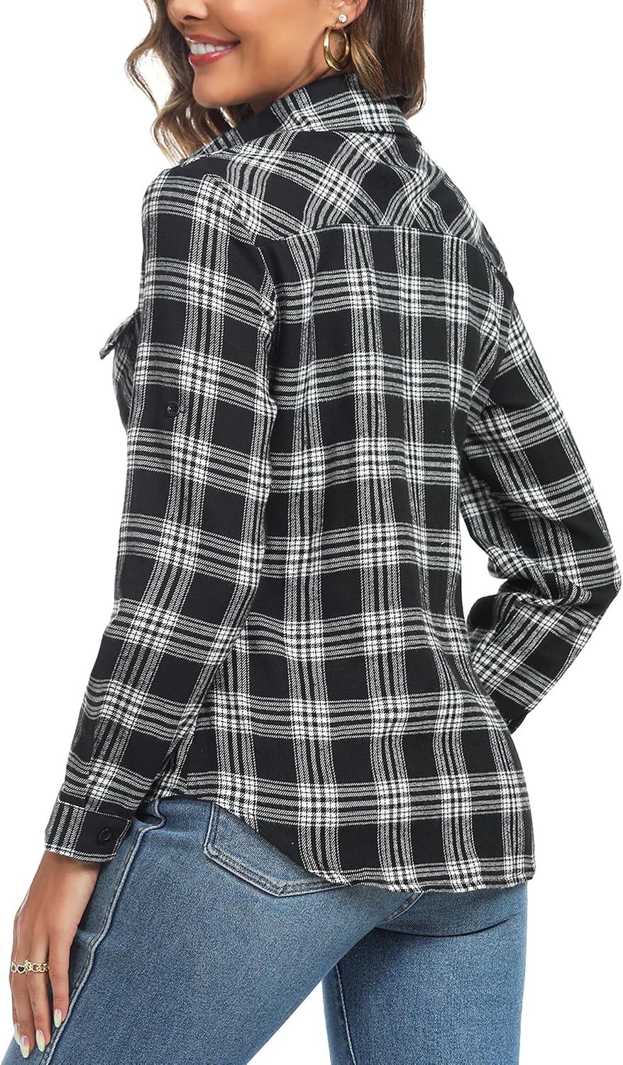 Thumbnail 2 de Irevial Blouse chic à carreaux à manches longues (80 % coton) style boyfriend