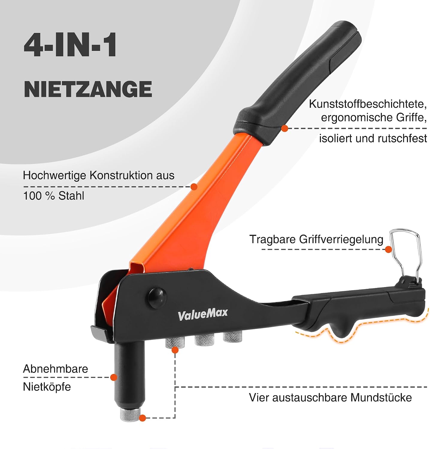 Thumbnail 1 de ValueMax 4-in-1 Blindnietzange mit 200 Nieten – vielseitiges Handnietwerkzeug