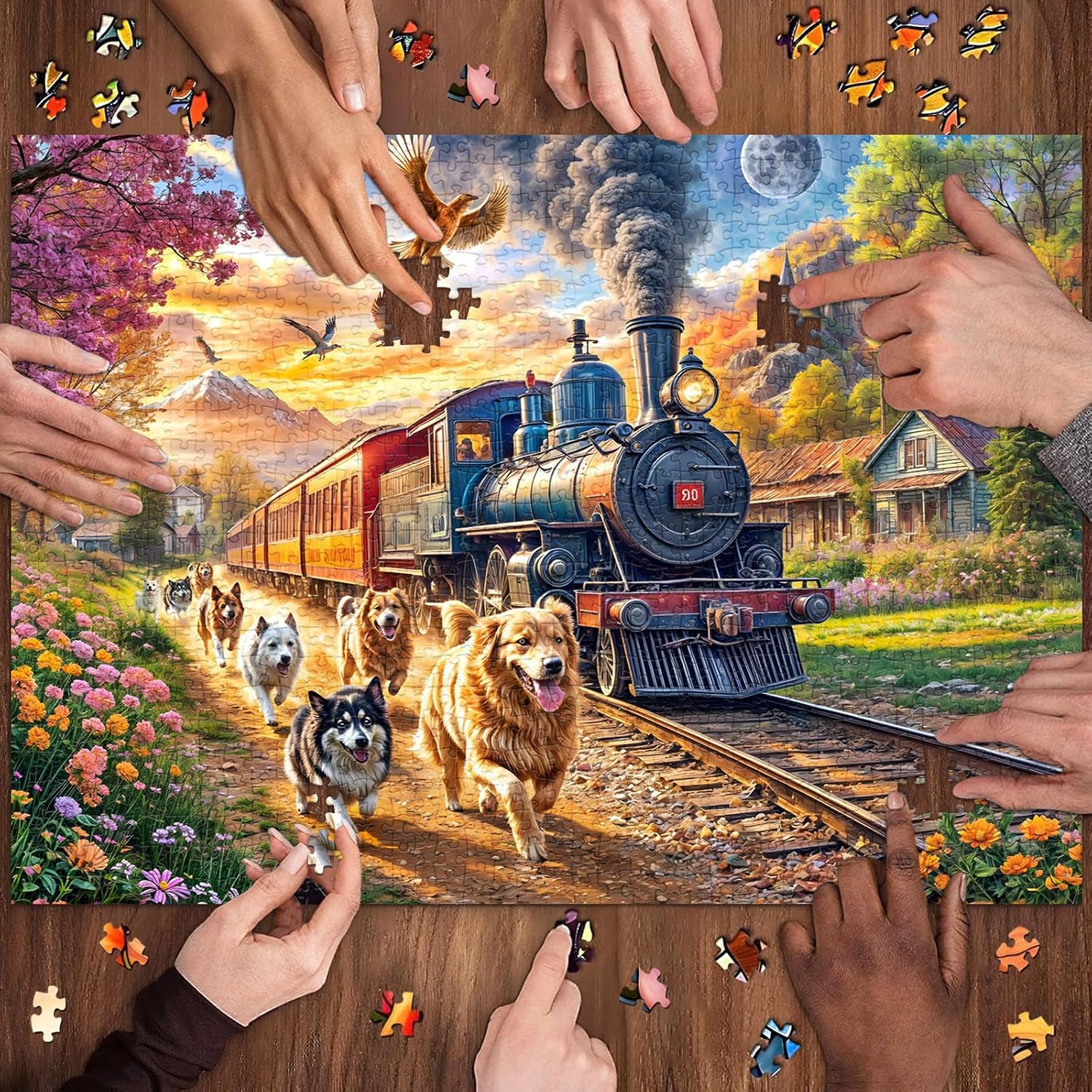 Thumbnail 5 de HUADADA 1000-Piece Jigsaw Puzzle for Adults — Happy Train, 70 x 50 cm