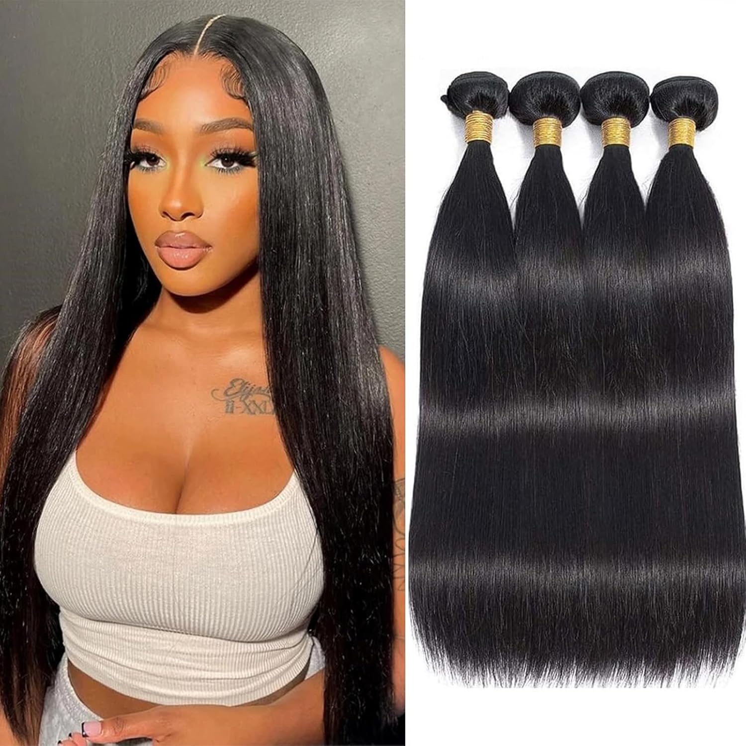 WENYAN Straight Bundles 16–22 Inch Brazilian Virgin Hair — 4 Bundles, 100% Unprocessed