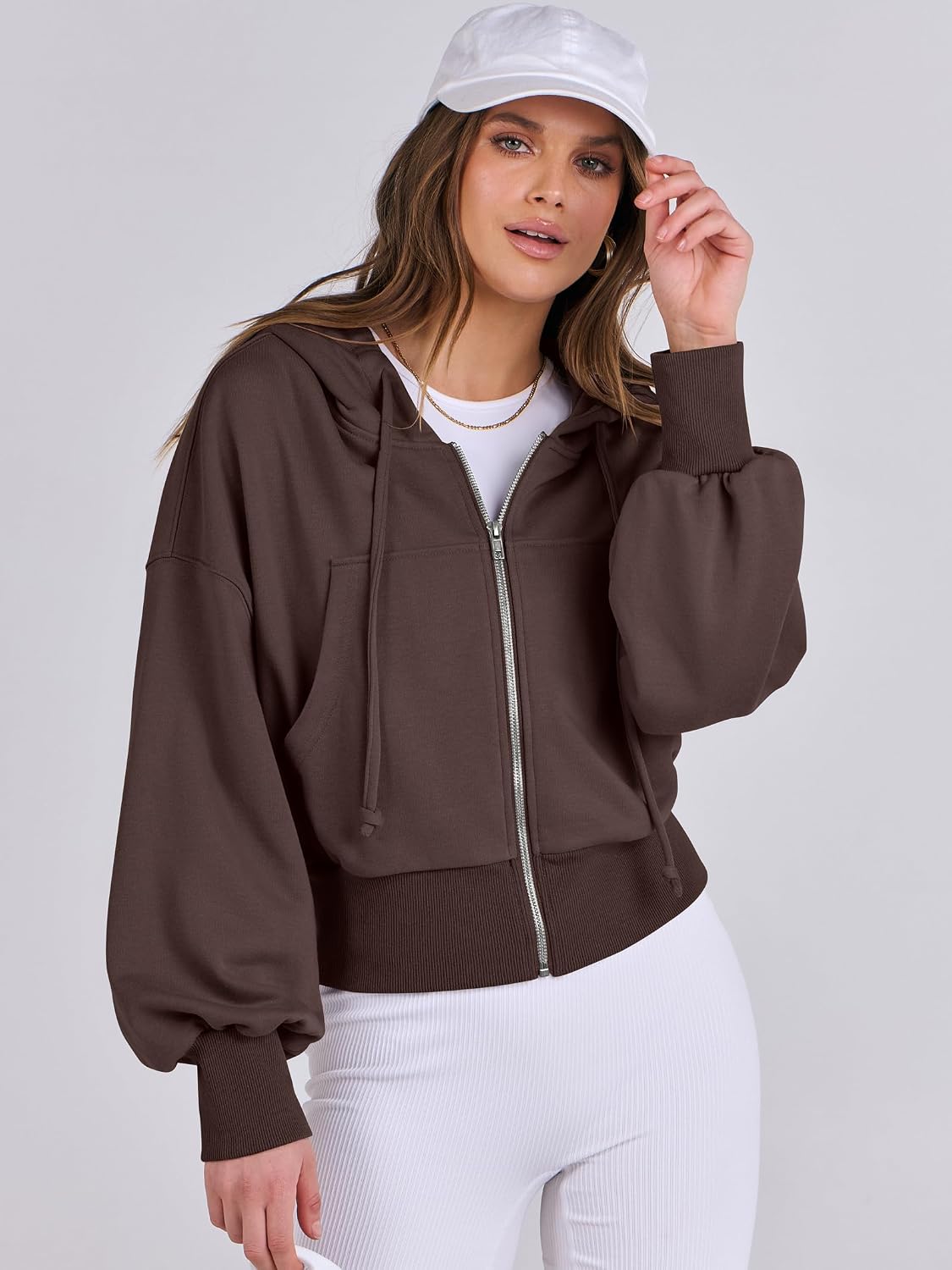 Detalle de ANRABESS Women's Zip-Up Hoodie in Polyester-Rayon Blend