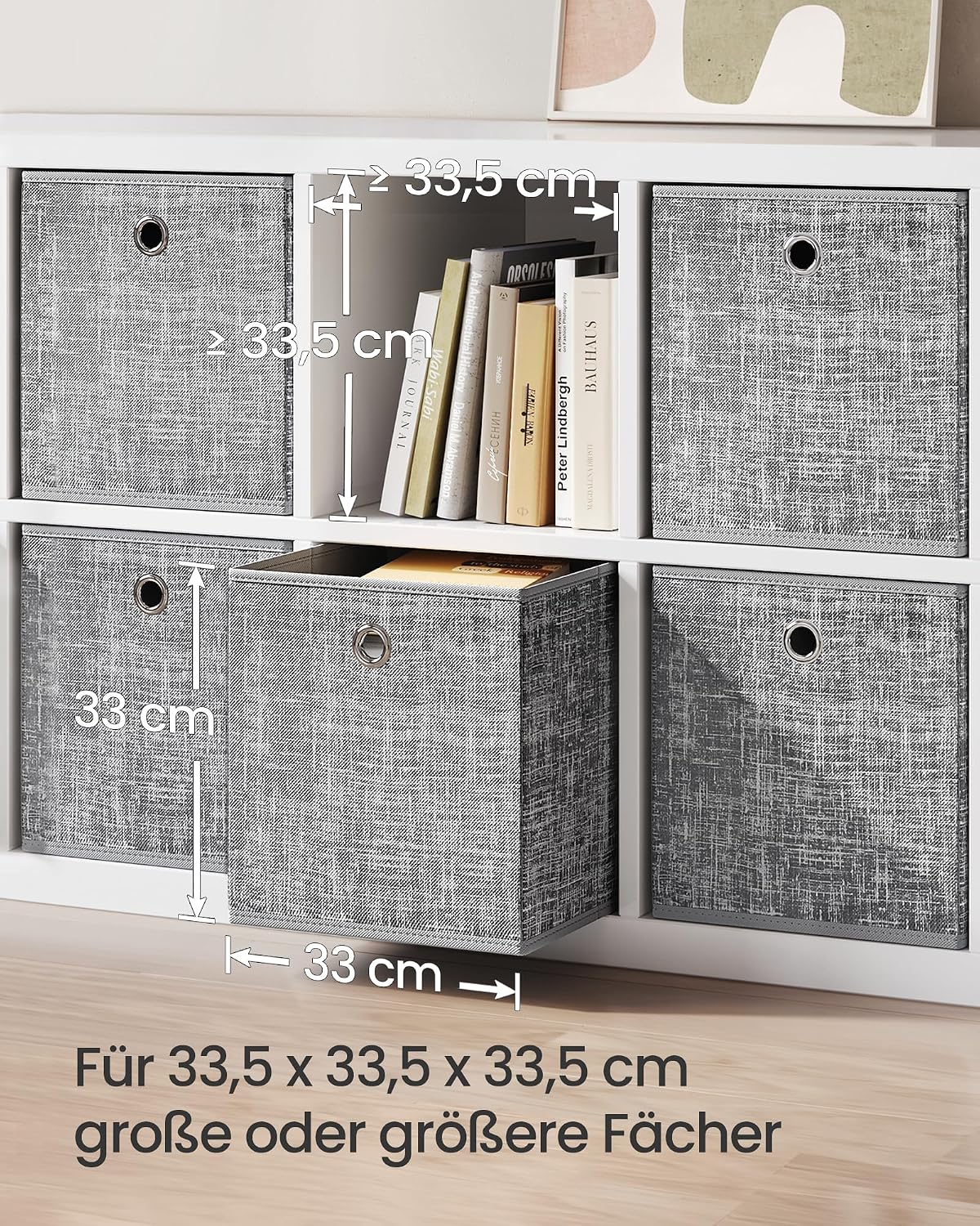 Thumbnail 2 de SONGMICS Aufbewahrungsbox 6er-Set: Vliesstoff-Ordnerboxen 33 x 33 x 33 cm, grau meliert