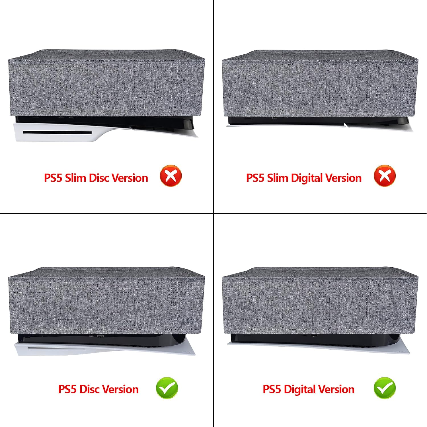 Detalle de PlayVital Nylon Horizontal Dust Cover for PS5 (Horizontal) — Grey