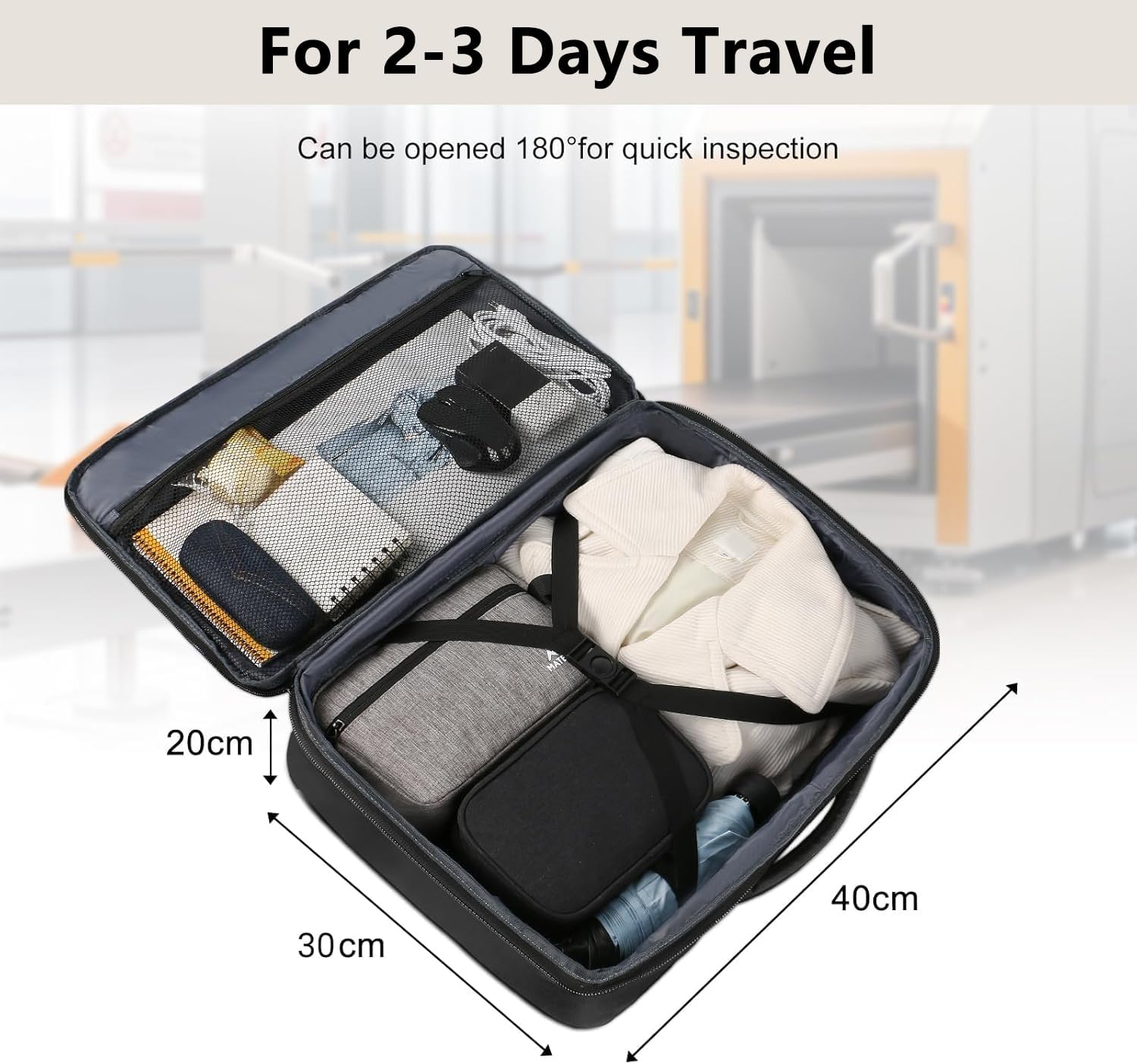 Detalle de MATEIN Ryanair Cabin Bag 40x30x20 Underseat Expandable Travel Backpack