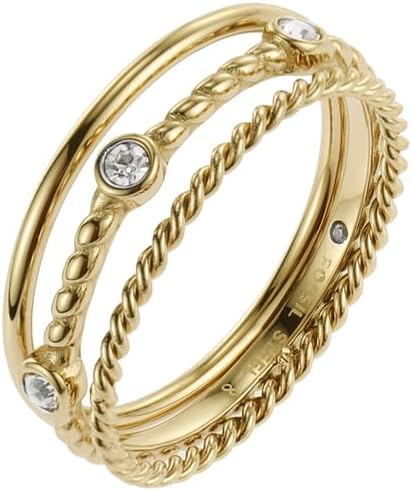 Detalle de Fossil Damenring Vintage Heritage – Edelstahl goldfarben