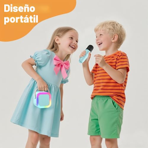 Detalle 2 de Fede Karaoke: 2 micrófonos infantiles con Bluetooth, luces LED y efectos de voz