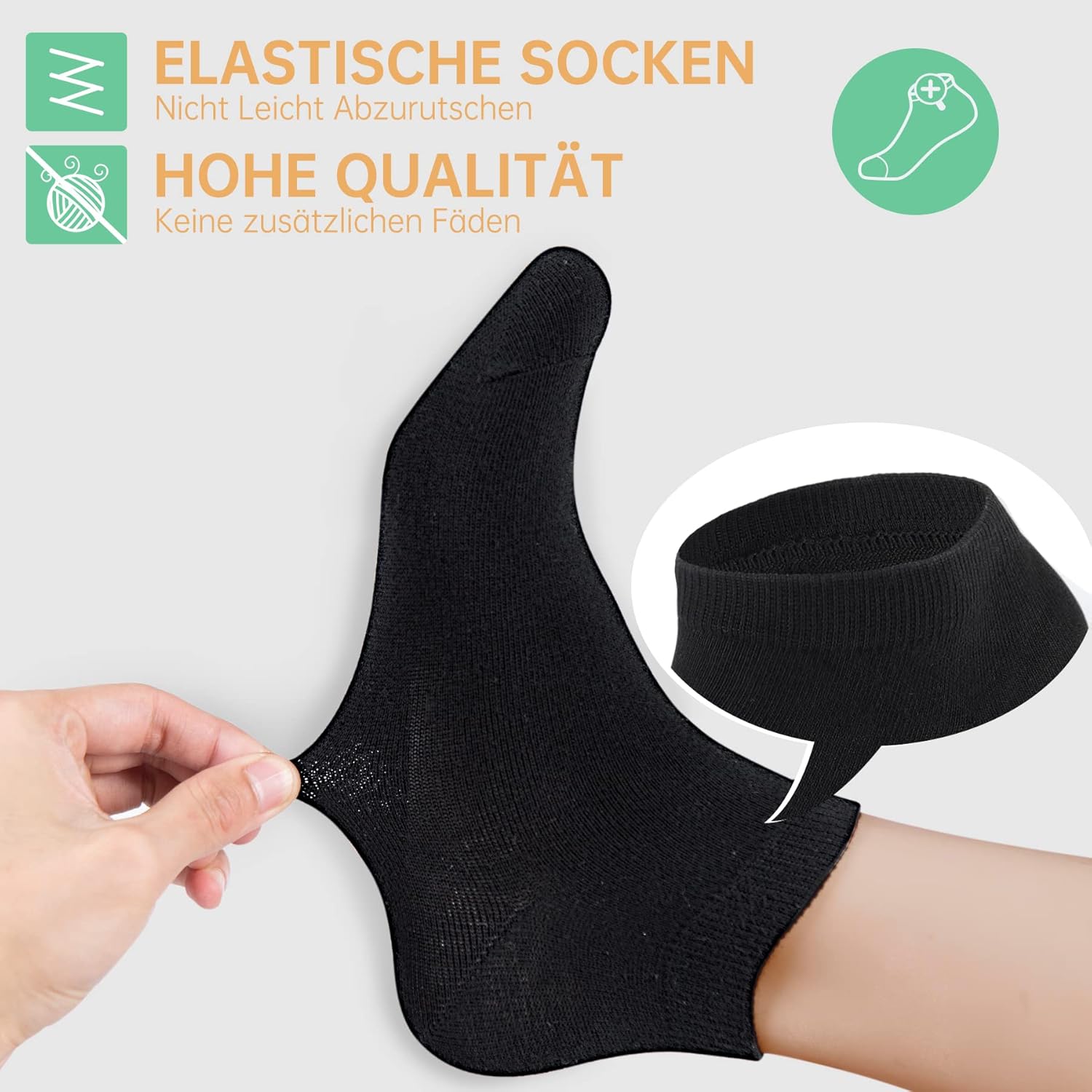Thumbnail 3 de FALARY Sneaker Socken – Bio-Baumwolle, 12 Paar, Unisex (Schwarz/Weiß/Grau)