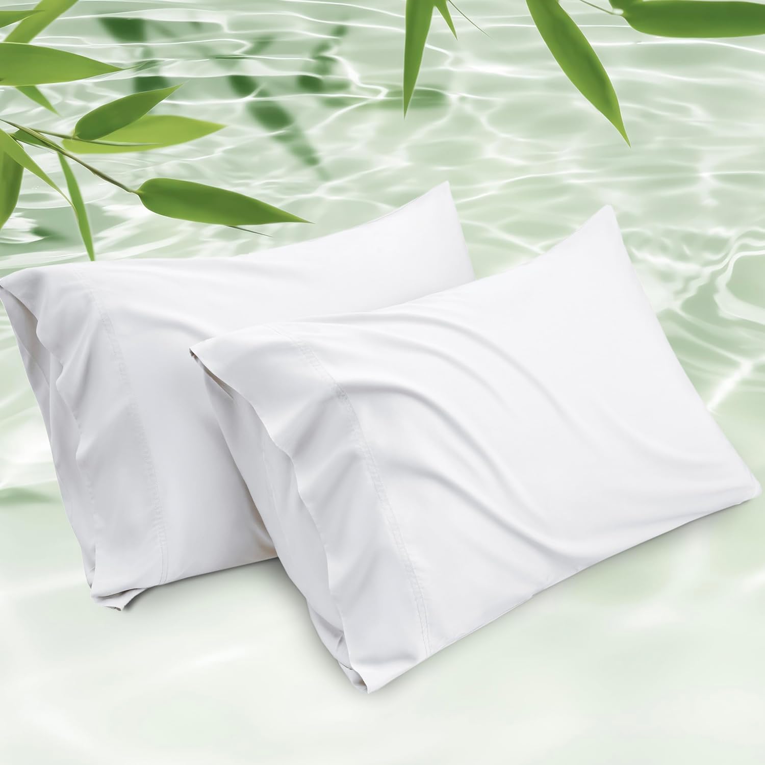 Detalle de Bedsure TDREW00461 King Pillowcases, 100% Bamboo-Derived Rayon, 2-Pack