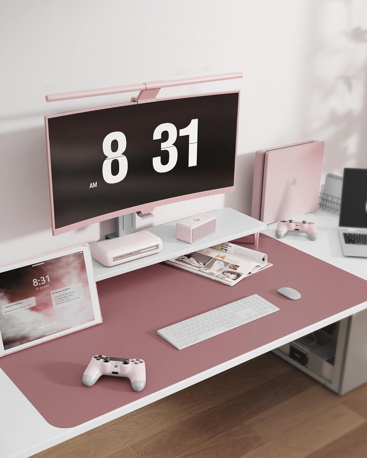 Thumbnail 5 de MOLMO Non-Slip Desk Mat (Dark Pink) – Waterproof desk protector, large mouse pad & laptop mat, 120 x 43 cm