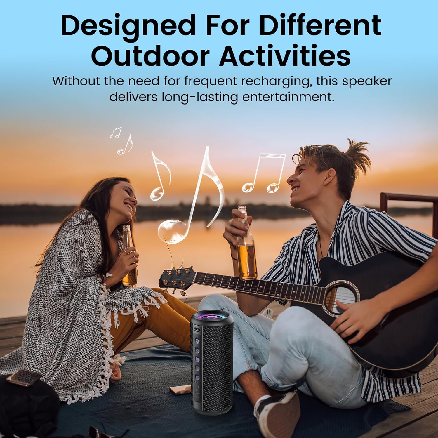 Thumbnail 1 de Portable Bluetooth Speaker with 20W Stereo, Bluetooth 5.4, IP7 Waterproof, 20H Playtime, RGB Lights (M17)