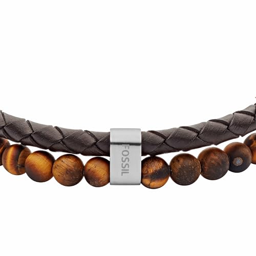 Detalle de Fossil Bracelet Homme Vintage en Cuir Marron — Longueur Intérieure 180–195 mm (JF03118040)