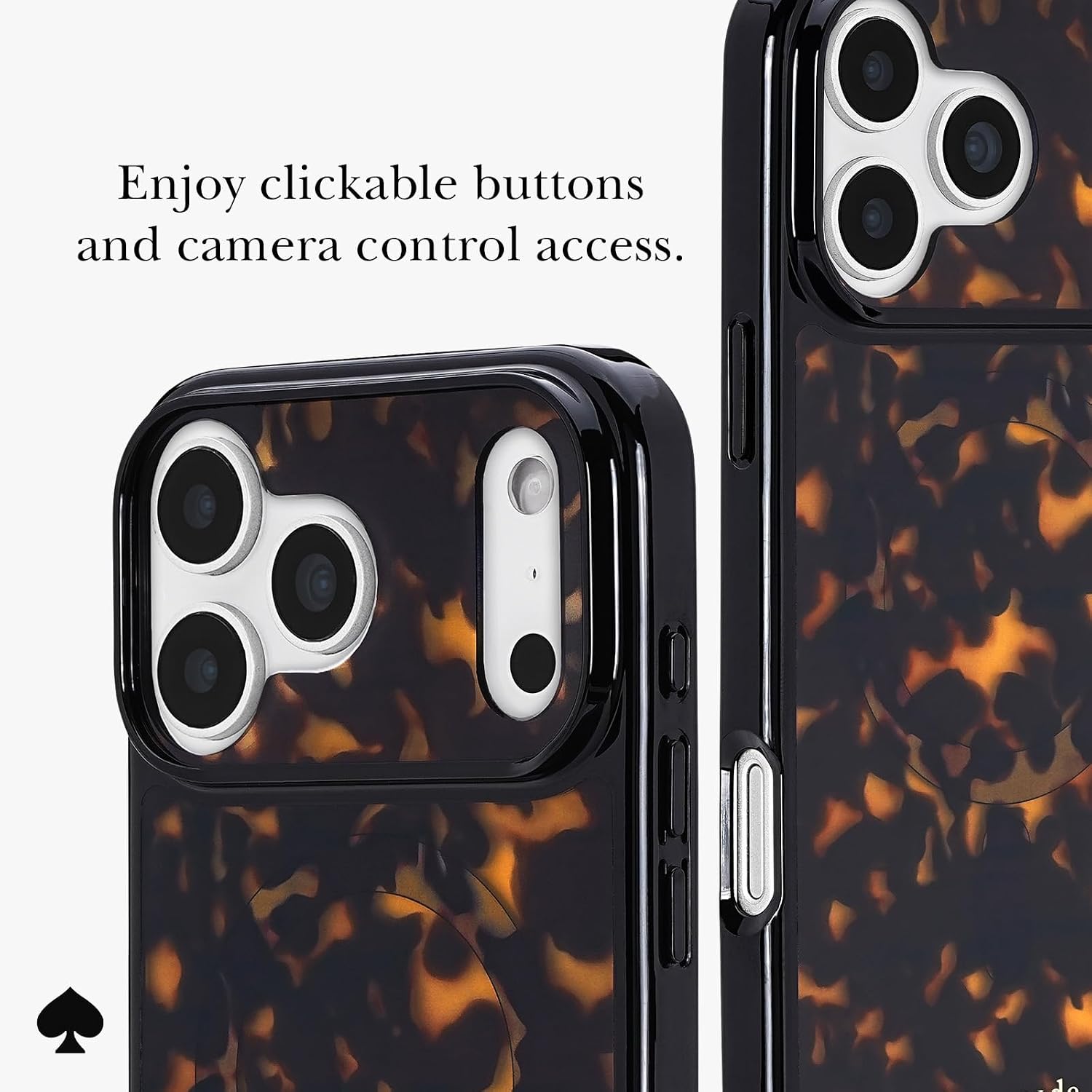 Detalle de ケイト・スペード ニューヨーク iPhone 18 Proケース、べっ甲調・ゴールドアクセント、MagSafe対応