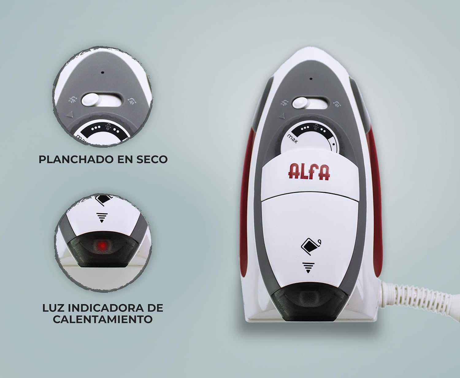 Detalle de ALFA Plancha de Viaje Coquet: compacta, potente y lista para viajar