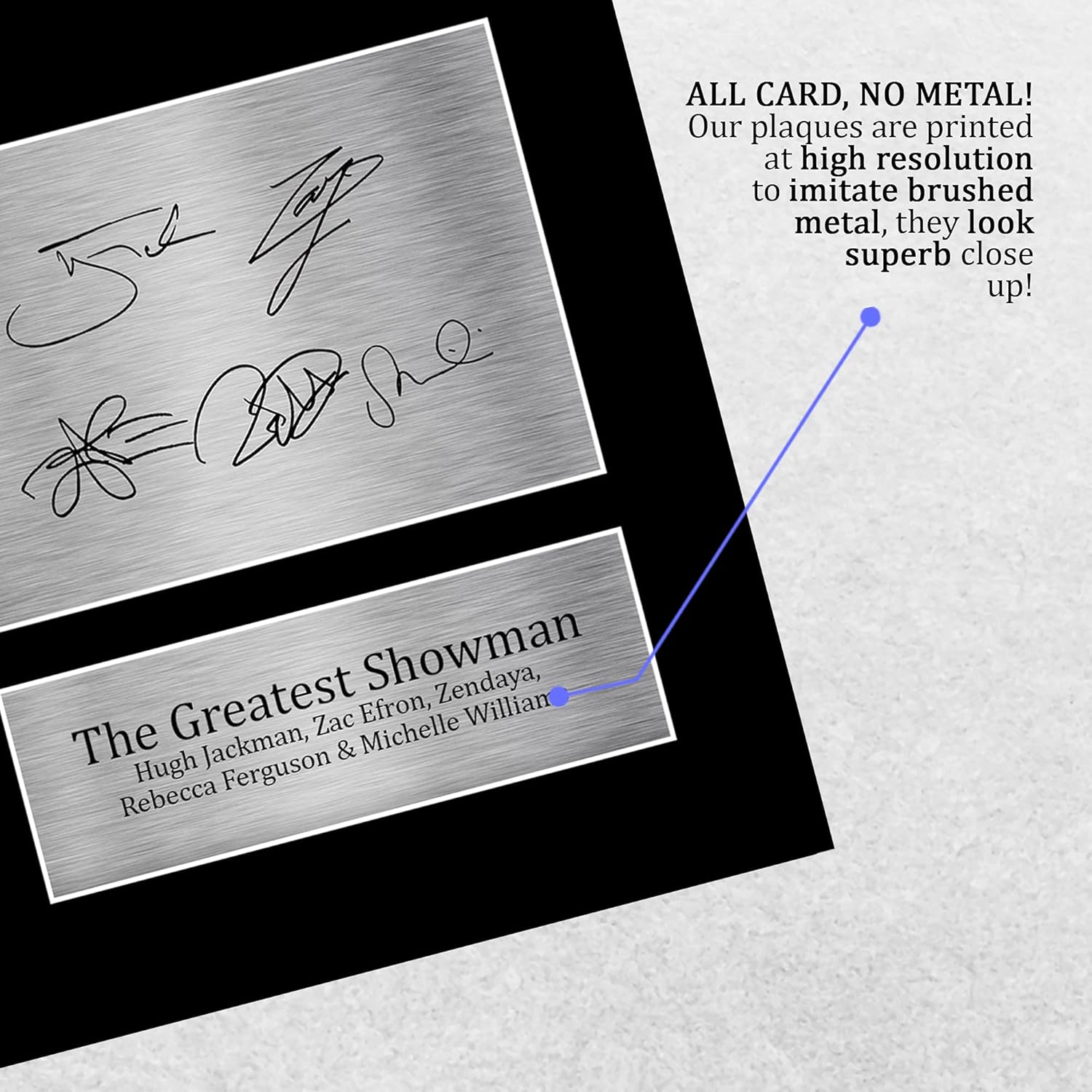 Thumbnail 4 de HWC Trading The Greatest Showman A4 Signed Photo Print Display (Hugh Jackman, Zac Efron, Zendaya, Rebecca Ferguson & Michelle Williams)