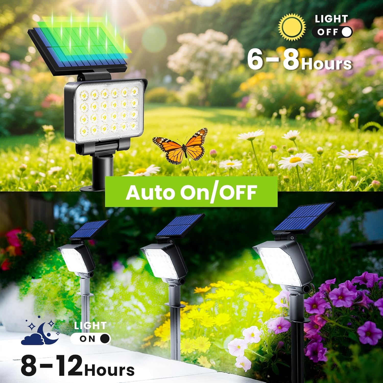 Thumbnail 1 de Solpex Solar Spot Lights Outdoor Garden (4 Pack) – IP65, 24 LEDs, 180° Panel, 3 Brightness Modes