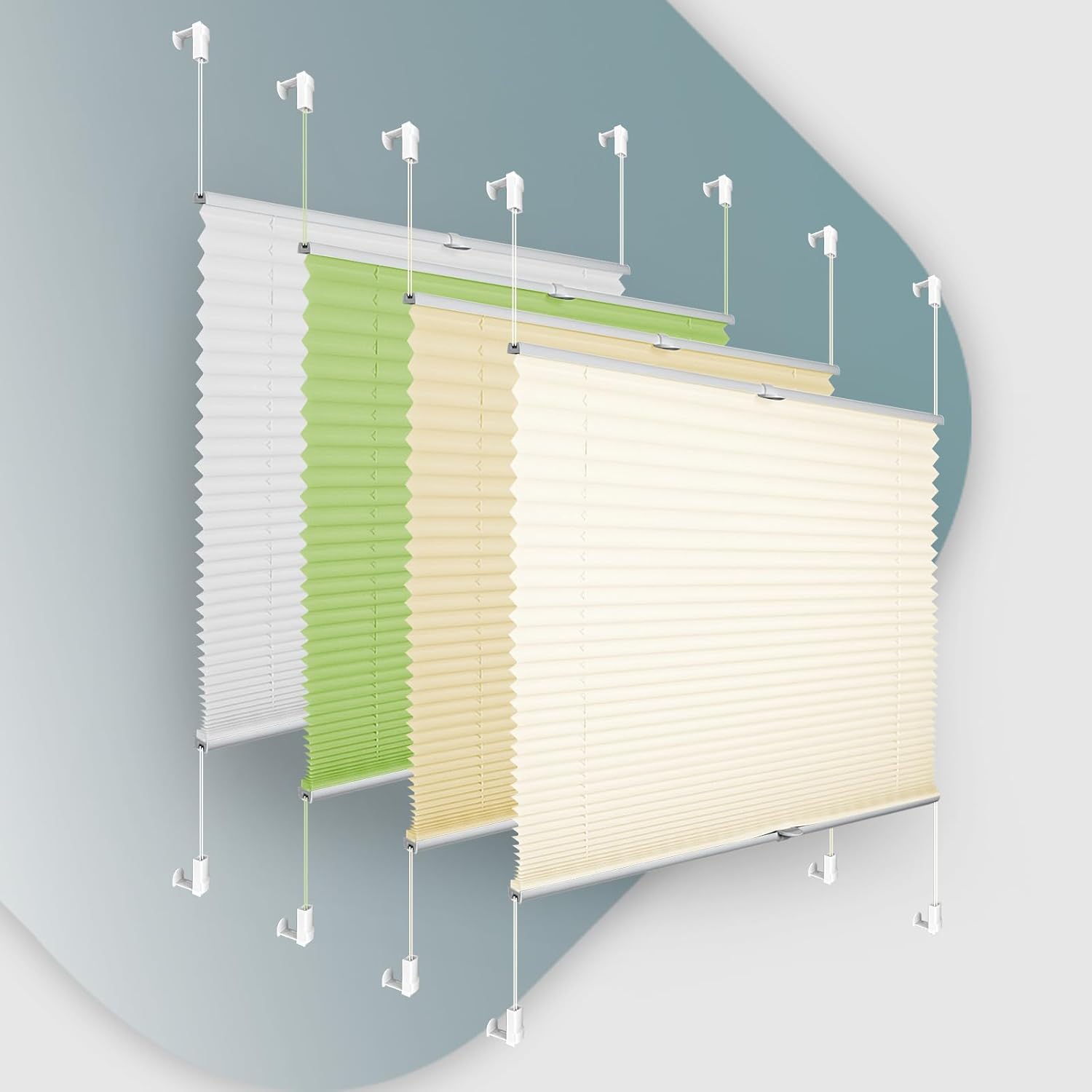 Buseu Plissee Klemmfix 35x100 cm – Mietfreundliches Plissee mit Klemmfix, Beige
