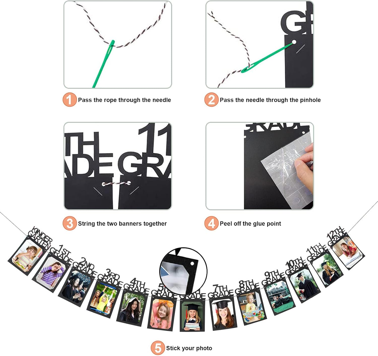 Thumbnail 2 de ButyHome Graduation Photo Banner (Kindergarten to 12th Grade) Party Decoration Kit