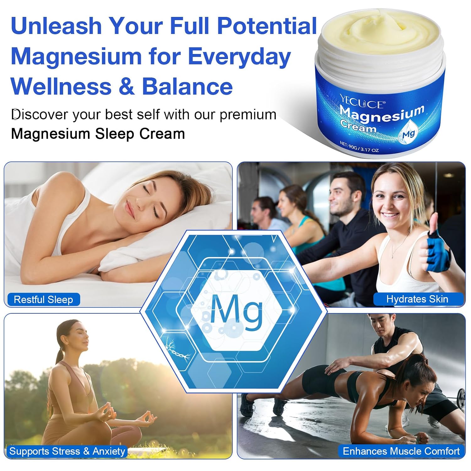 Thumbnail 2 de Magnesiumcreme für den Schlaf – beruhigende Topikalcreme mit Magnesiumchlorid, Lavendel und Feuchtigkeit, 90 g