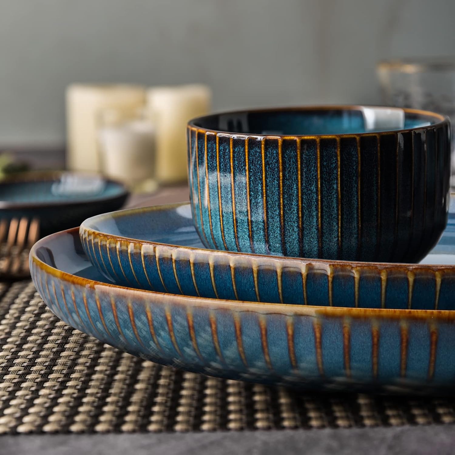 Thumbnail 2 de CSYY Star Light large dinner plates (10.5in) – blue porcelain set of 2 for dinner, pasta and salad