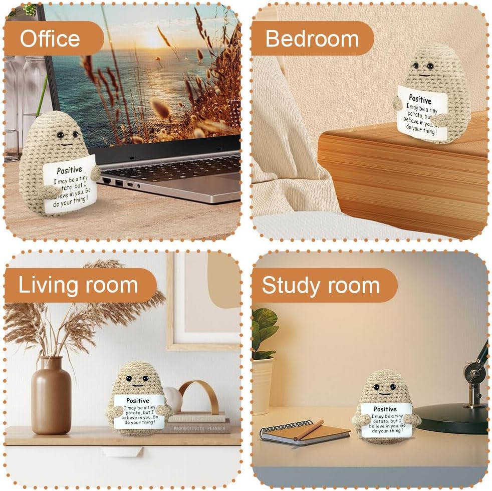 Thumbnail 4 de Aolso Knitted Positive Potato Doll with Encouraging Message Cards, Beige