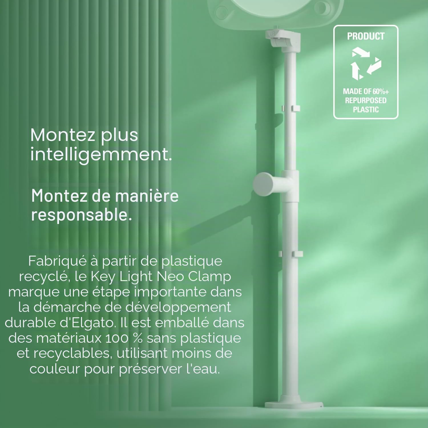 Detalle de Elgato Clamp pour Key Light Neo – Support de bureau sur bord, réglable et pratique