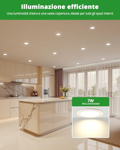 Thumbnail 4 de HOMEOW Faretti LED da Incasso per Cartongesso 95–110 mm, 7W, 700 lm, IP44