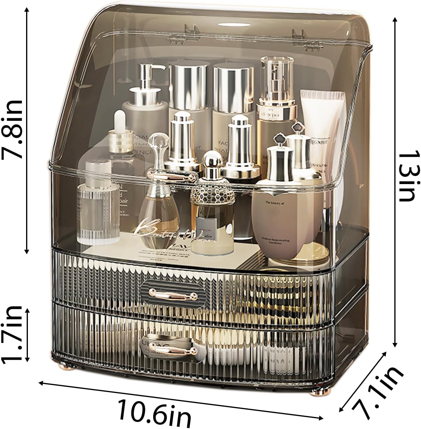Thumbnail 1 de lurcns Makeup Organiser with Drawers (Clear Lid) – vanity and bathroom countertop storage box