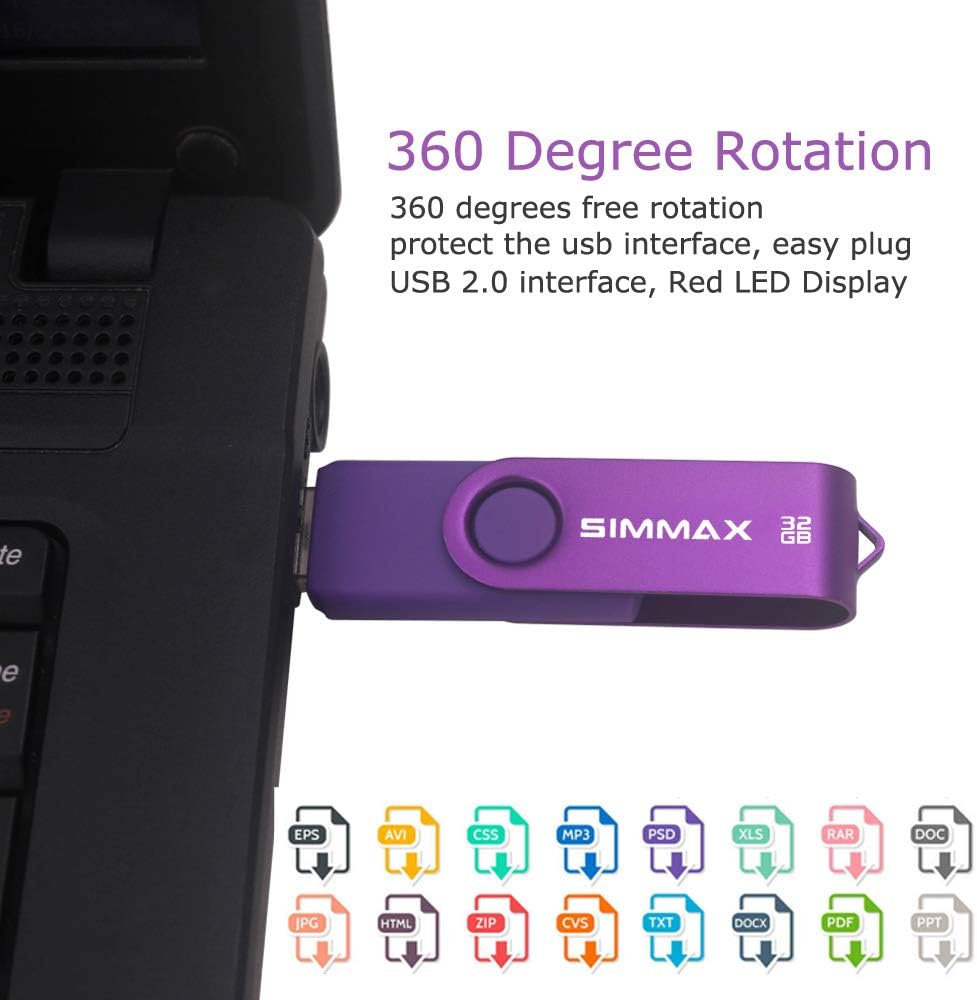Detalle 2 de SIMMAX 32GB USB 2.0 Memory Stick with TwistTurn Clip (Purple)