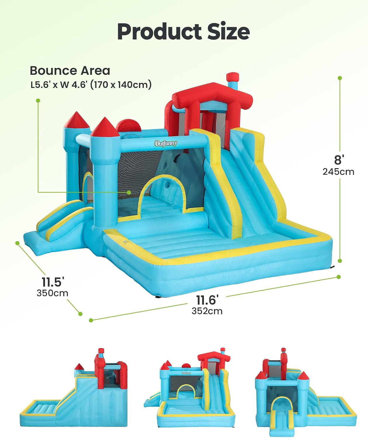 Detalle 2 de Outfunny Inflatable Bounce House 450W blower 🏰