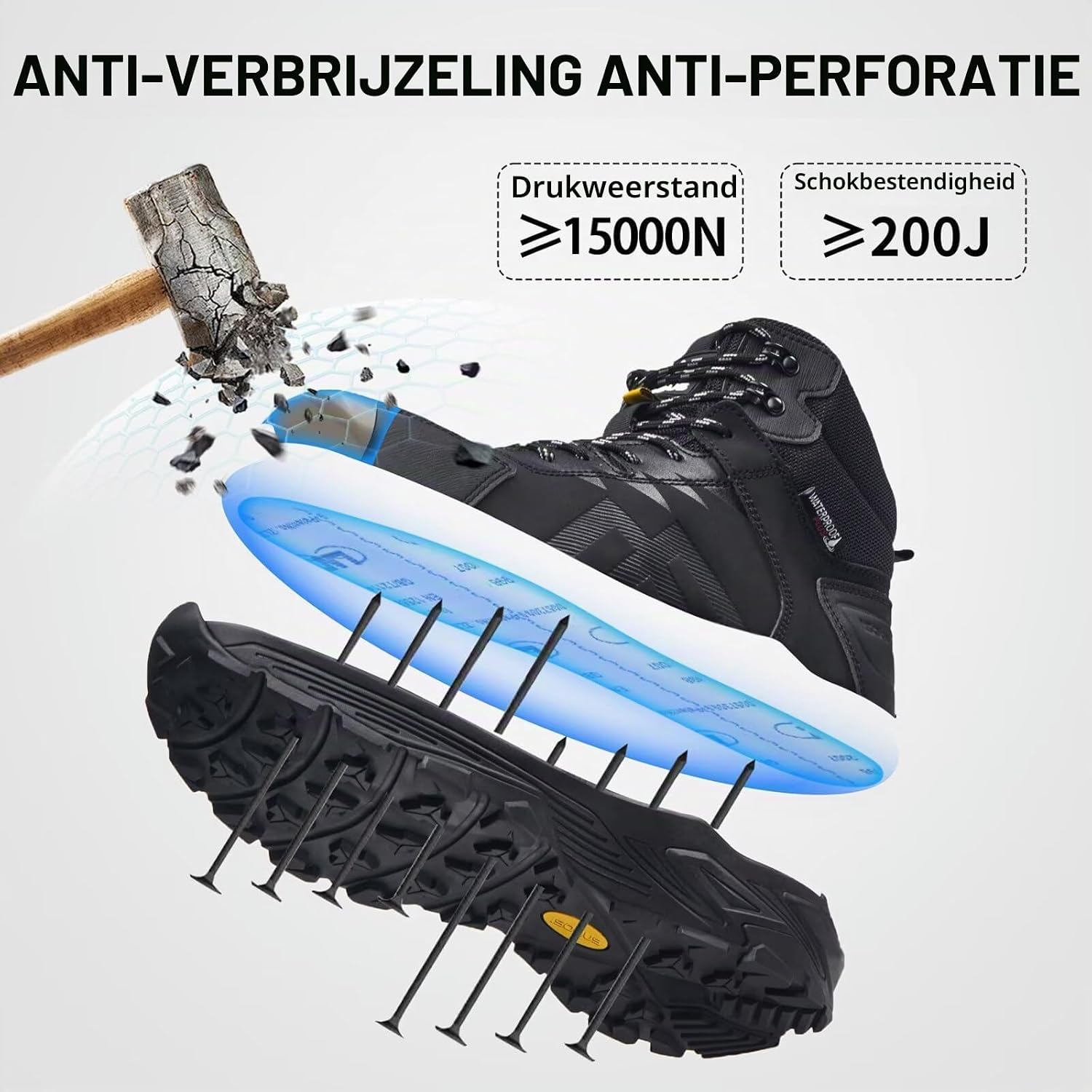 Thumbnail 3 de Hoge S3 ESD-werkschoenen met stalen neus, waterdicht en ademend