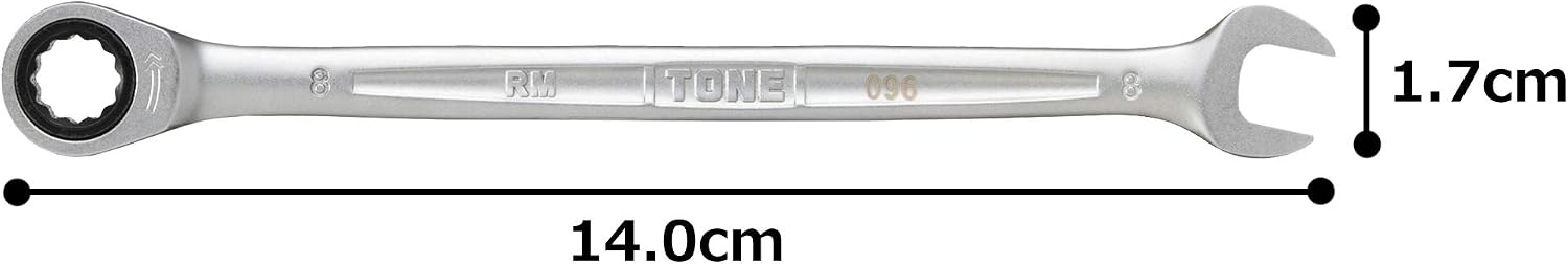 Detalle 1 de TONE HPRM-08 ラチェットめがねレンチ 8mm・薄型ヘッド・72枚ギア