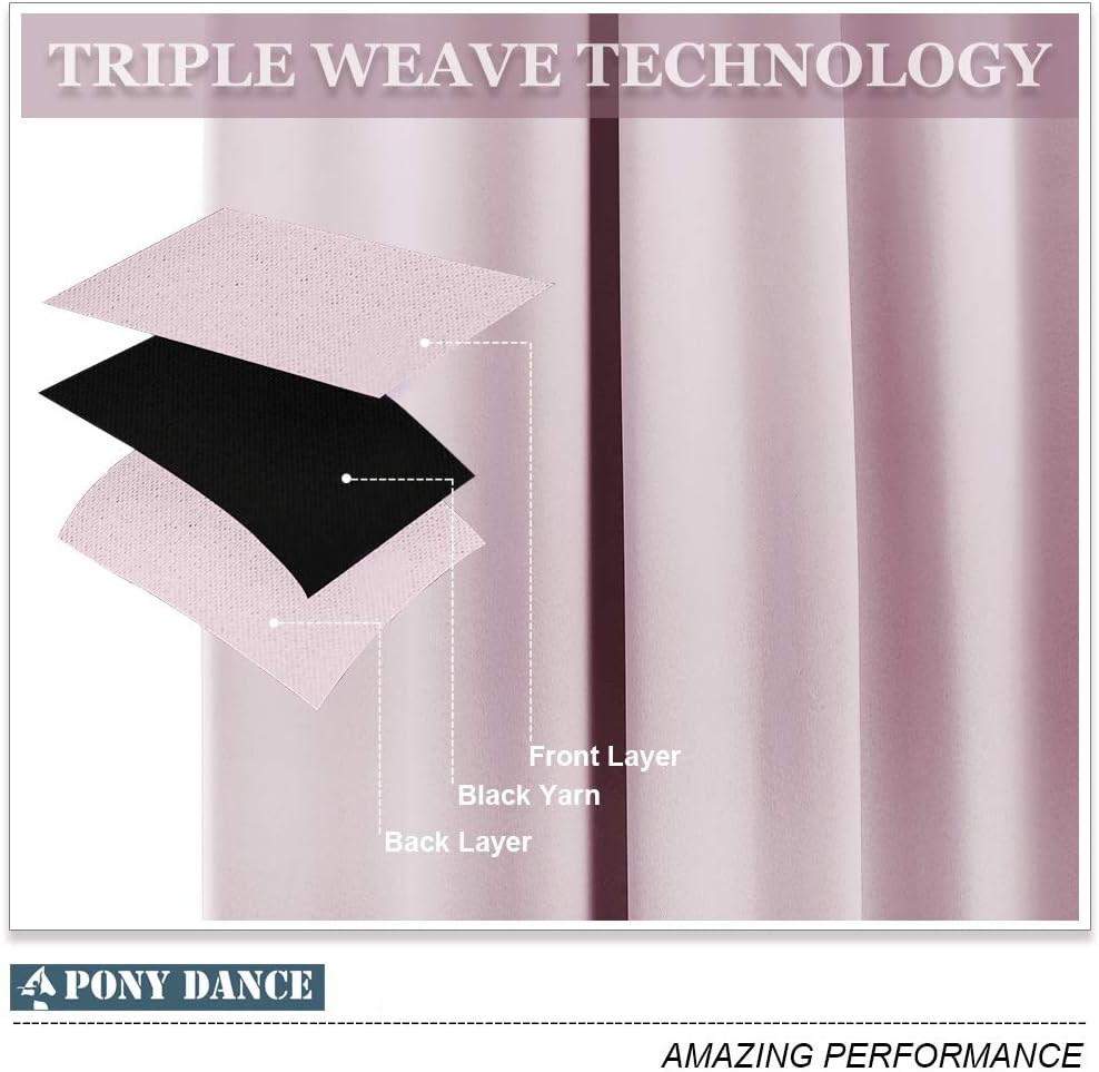 Thumbnail 5 de PONY DANCE Pink Curtains for Girls Bedroom 54 drop 2 Panels 💫