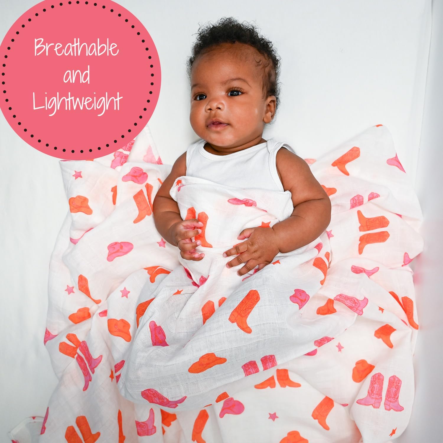 Detalle 2 de LollyBanks Muslin Swaddle Blanket, 47 x 47 in