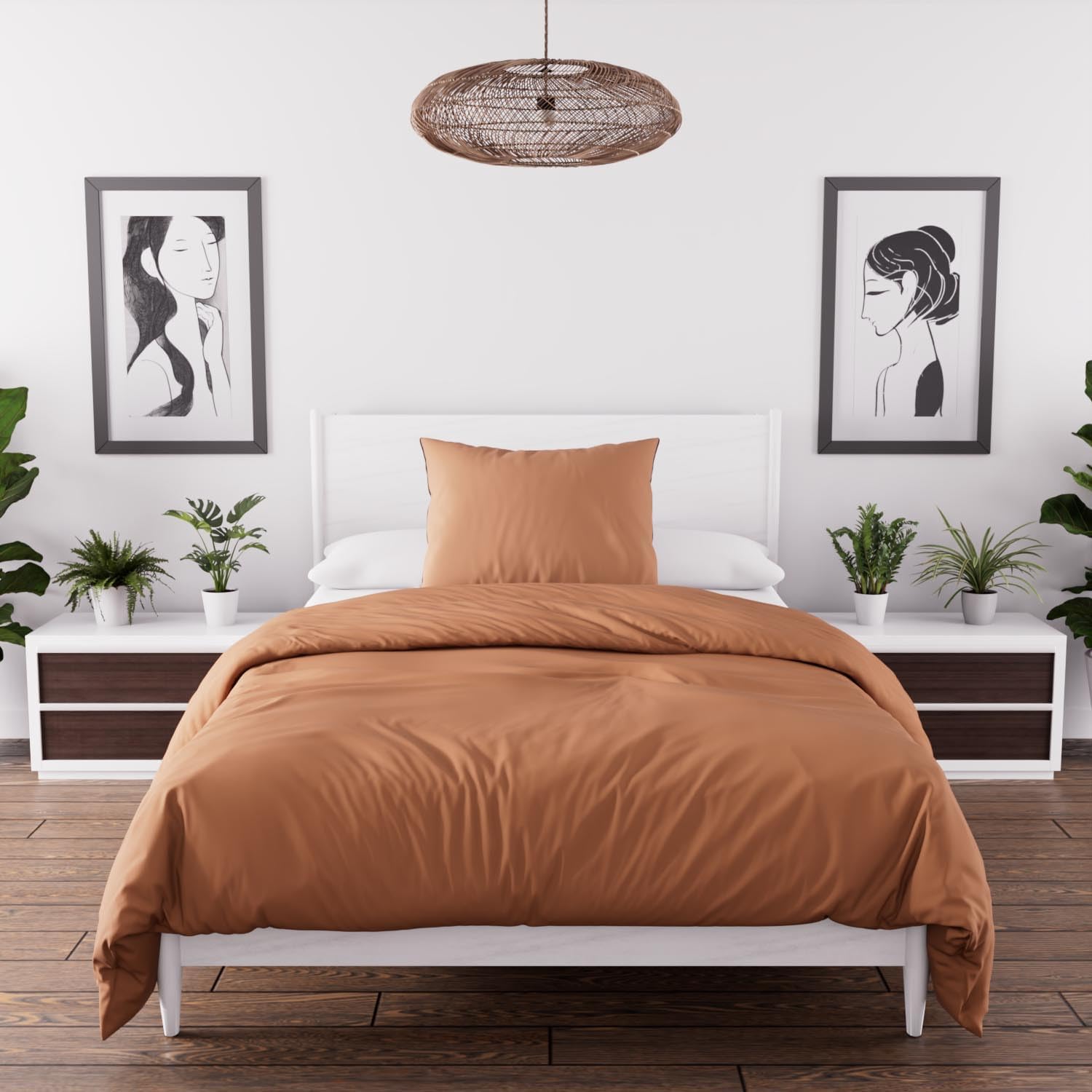 Thumbnail 3 de Intemporel Parure housse de couette en microfibre lavée Boheme Vieux Rose 240x220 cm (Soleil d’Ocre)