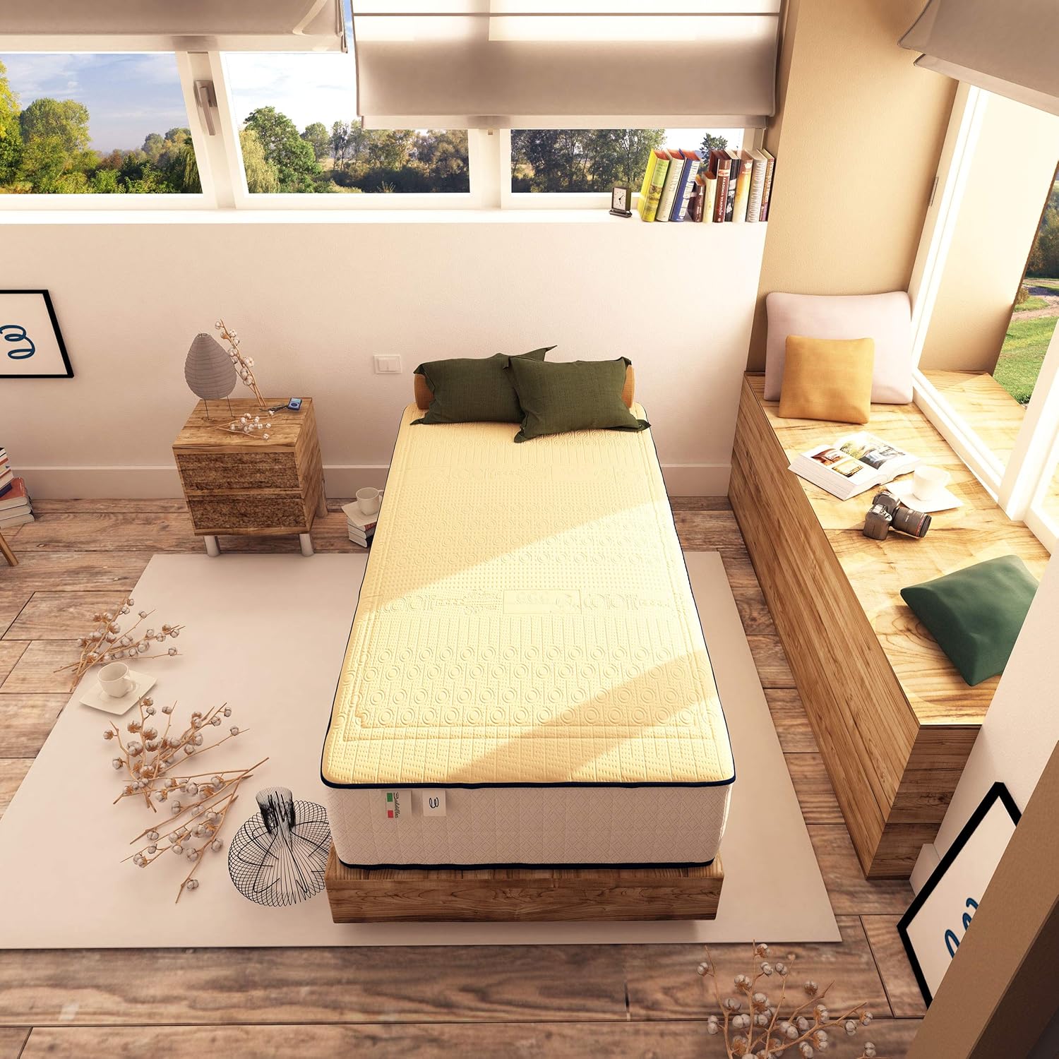 Thumbnail 2 de Baldiflex Emporio Materasso Singolo 70x190 cm: Memory Cotton ad Alta Pressa di Forma in Lattice e Memory Traspirante