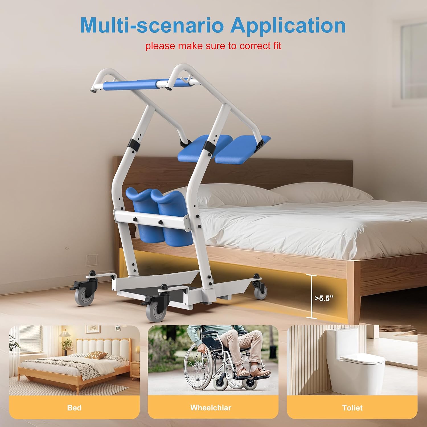Detalle de WHLICKS Sit-to-Stand Patient Lift, 400-lb capacity