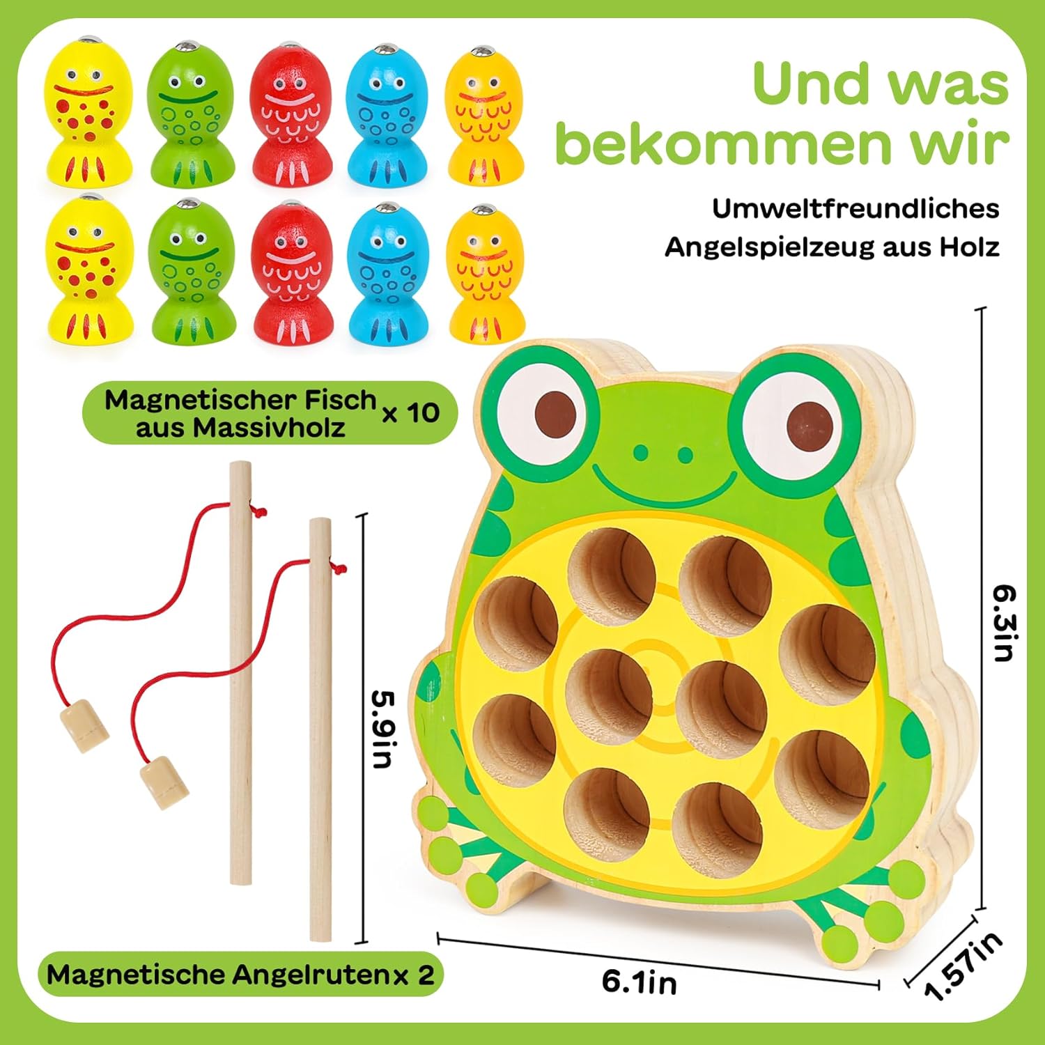 Thumbnail 6 de YIQOGAME Montessori Holz Angelspielzeug Ab 3 Jahre