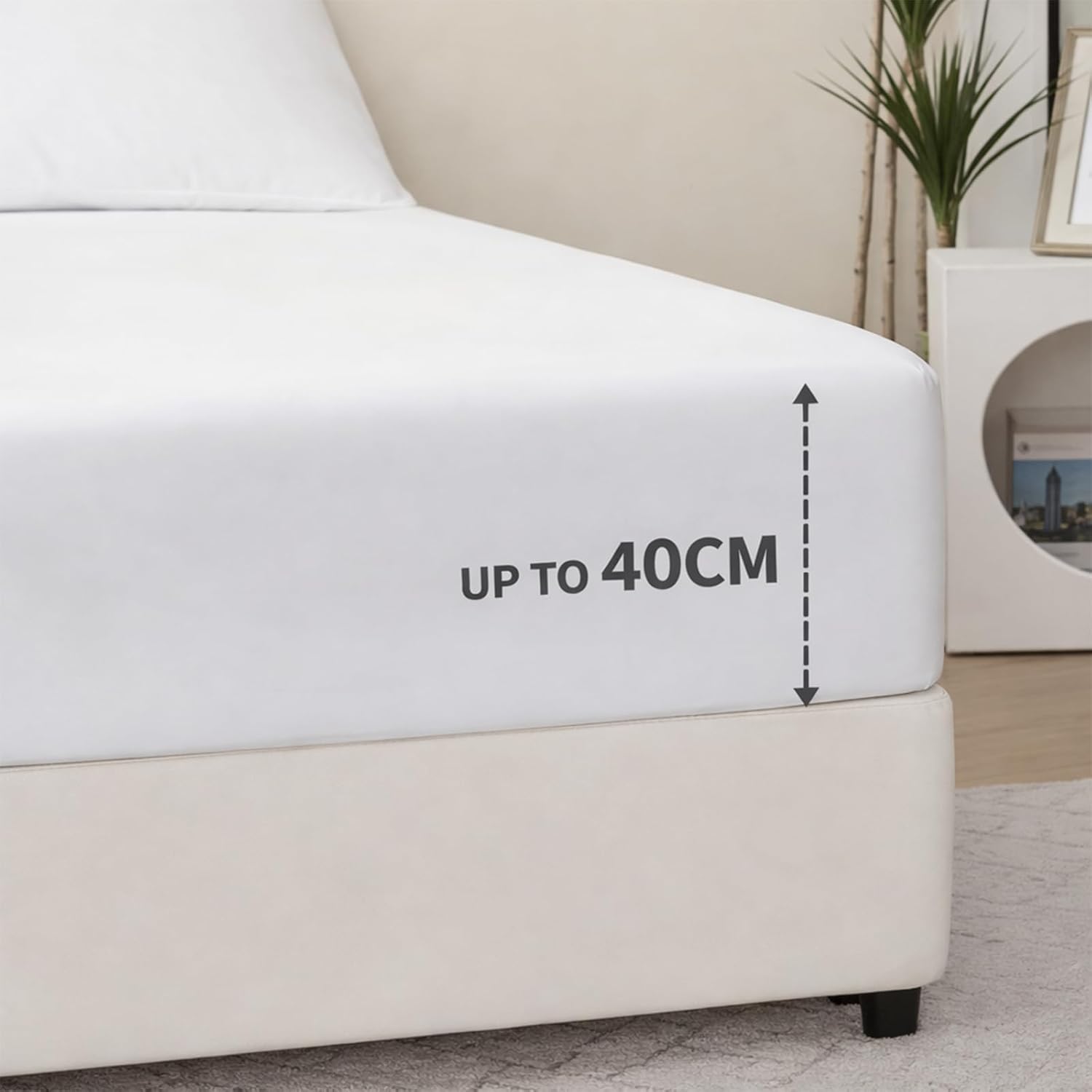 Thumbnail 2 de RUIKASI Superking Deep Fitted Sheet (Extra Deep Pocket) in White microfibre