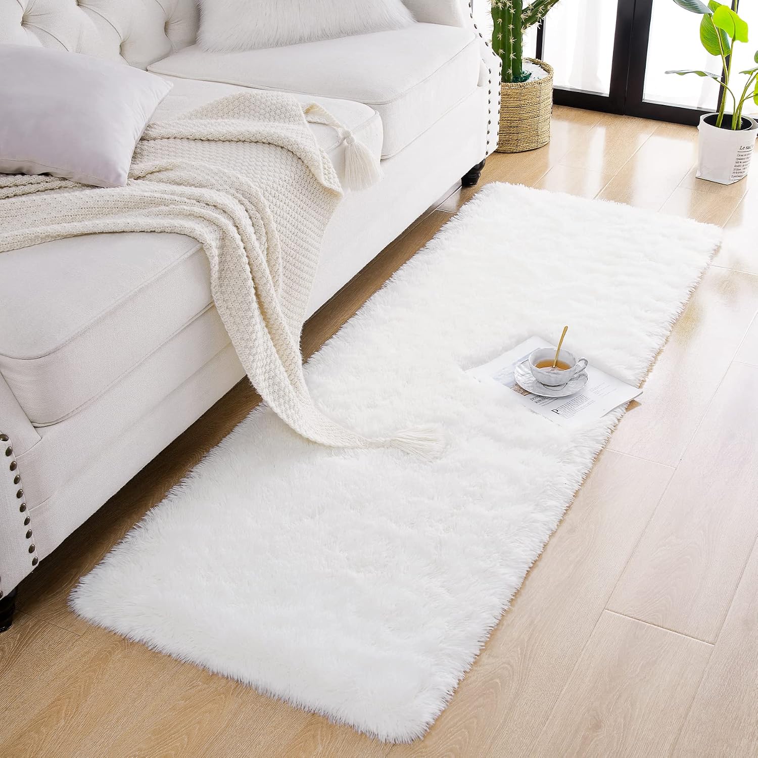 Detalle 2 de Chicrug Soft Runner Rug 2x6 Feet Plush Cream 🏡