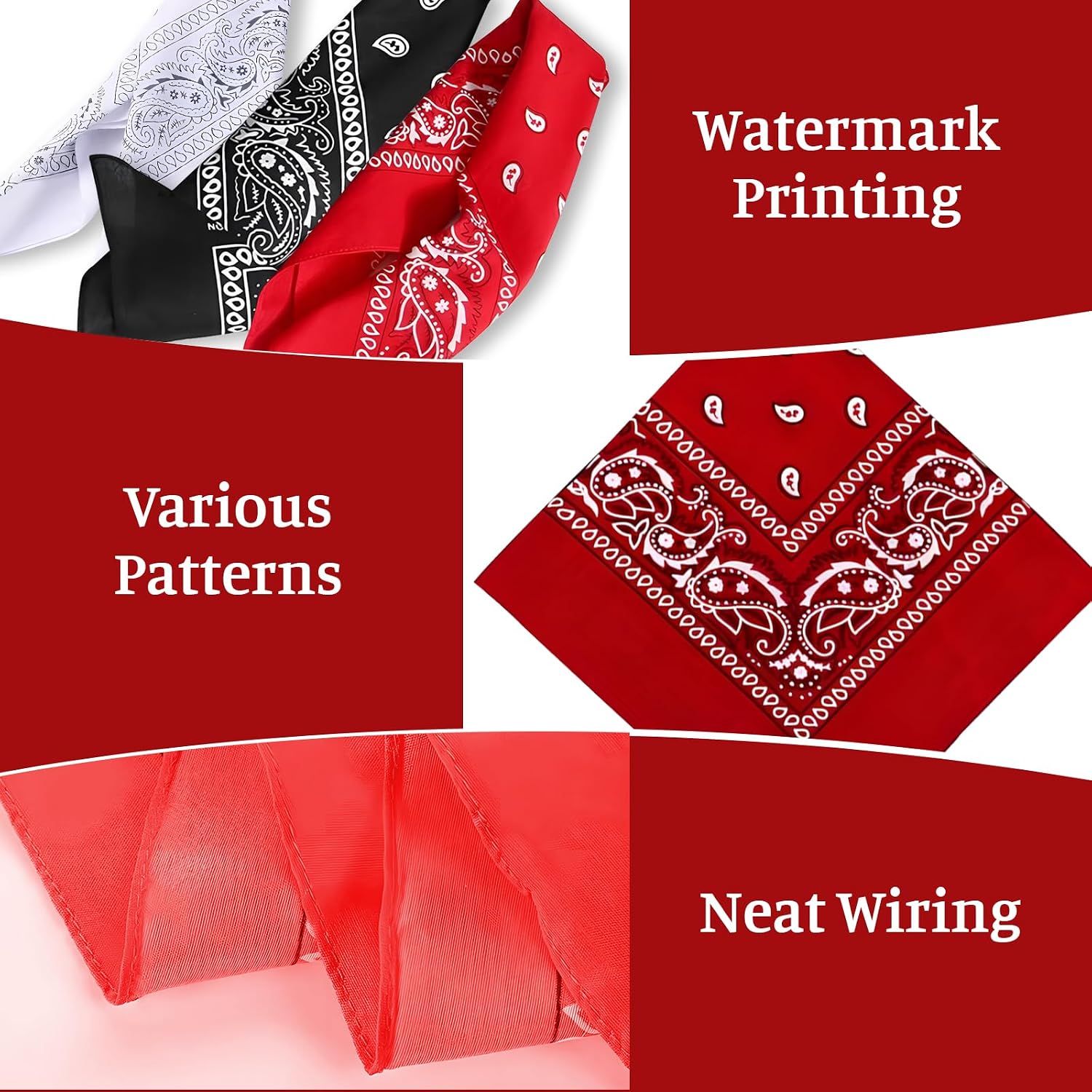 Detalle de YAWYO 3 Pcs Bandana – Paisley Print Multi-Purpose Hair Scarves for All Genders
