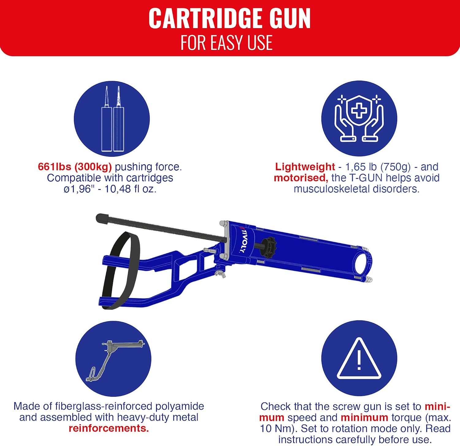 Detalle 2 de TIVOLY T-Gun F300 Cartridge Gun for Ø1.96" Cartridges – Flexible, Drills & Screws Ready
