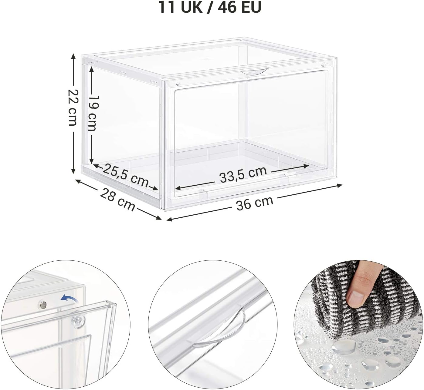 Detalle 1 de SONGMICS LSP06CW schoenendozen, set van 6, stapelbaar en transparant